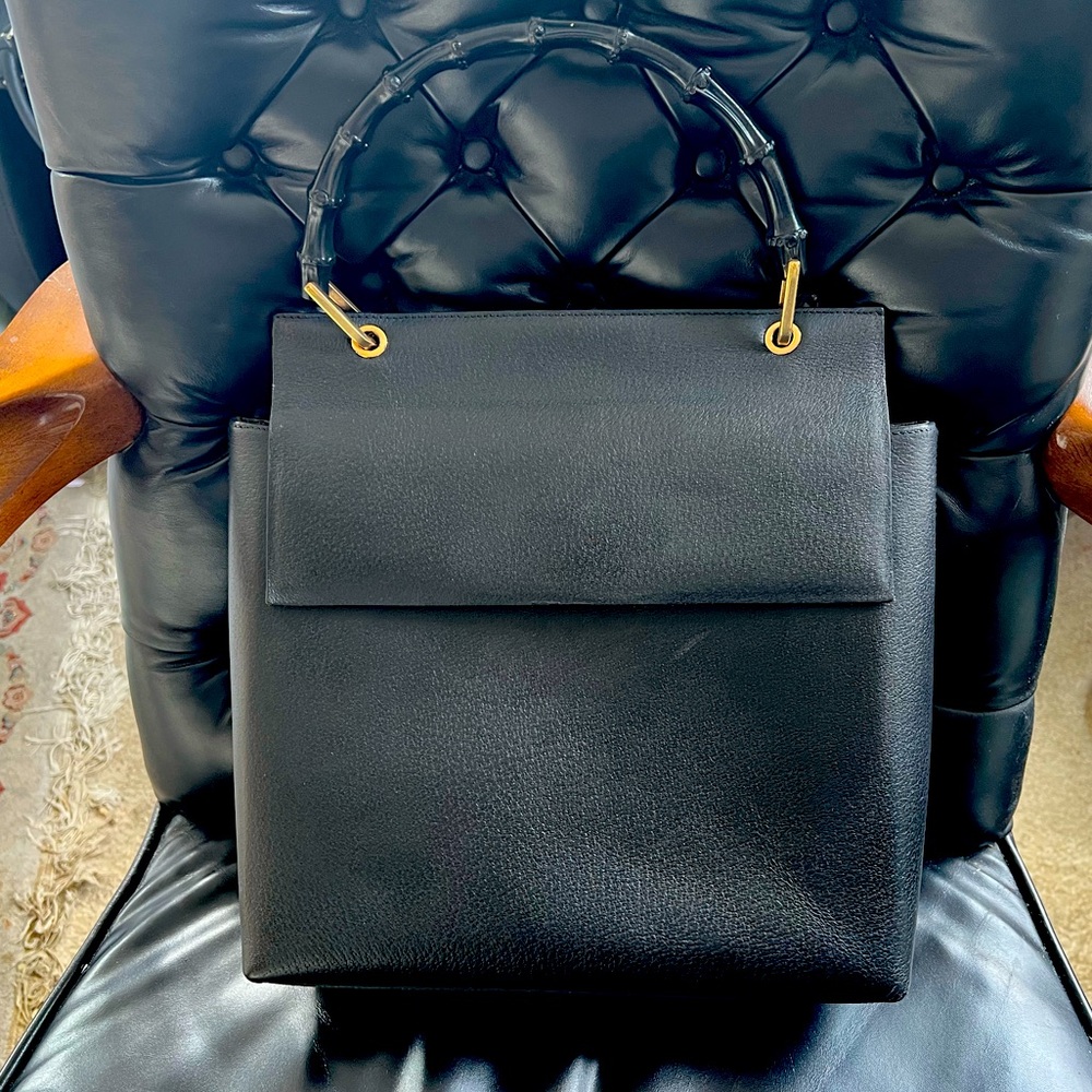 Vintage GUCCI Bamboo Leather Handbag  (Authentic)‎